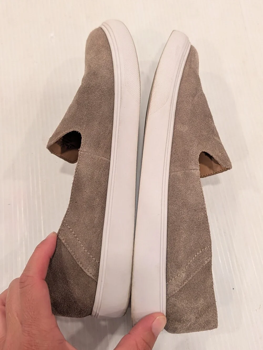FRANCO SARTO Mitchell Taupe Suede Slip-On Loafers Sneakers Size 8.5 Women's